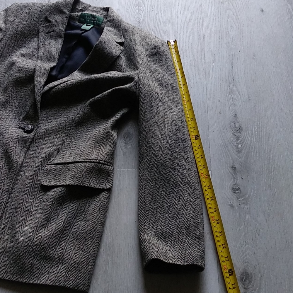 Ralph Lauren Jacket blazer 100% Silk Herringbone - Picture 10 of 13